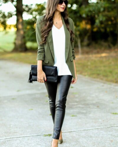 Blazer verde seco, manga 3/4