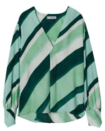 Blusa verde às riscas - Mango