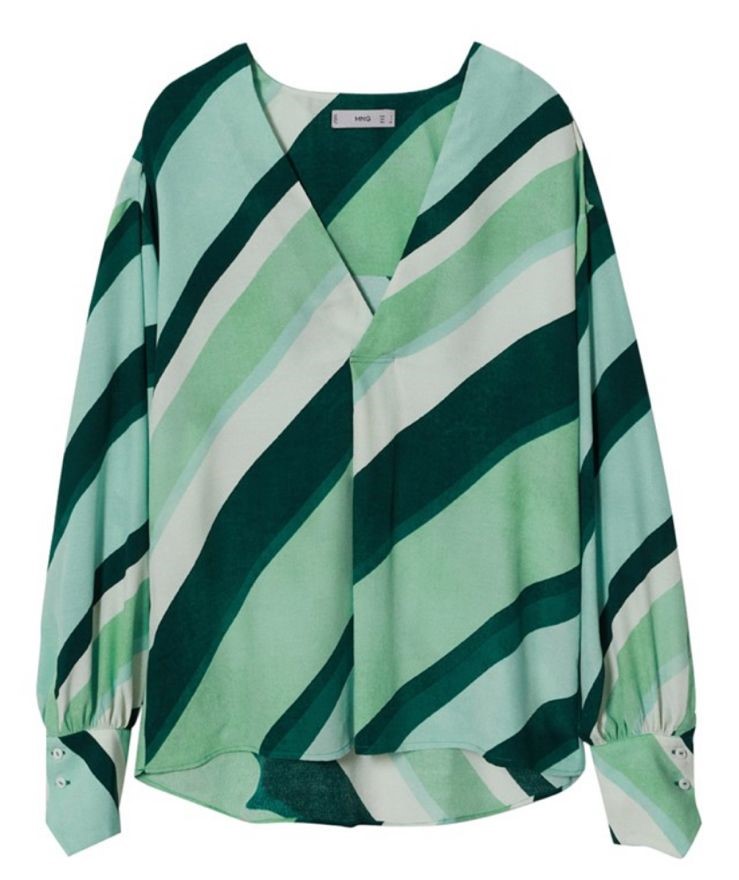Blusa verde às riscas - Mango