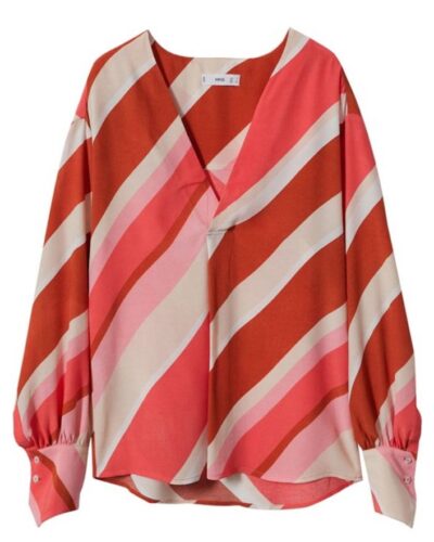 Blusa às riscas rosa - Mango