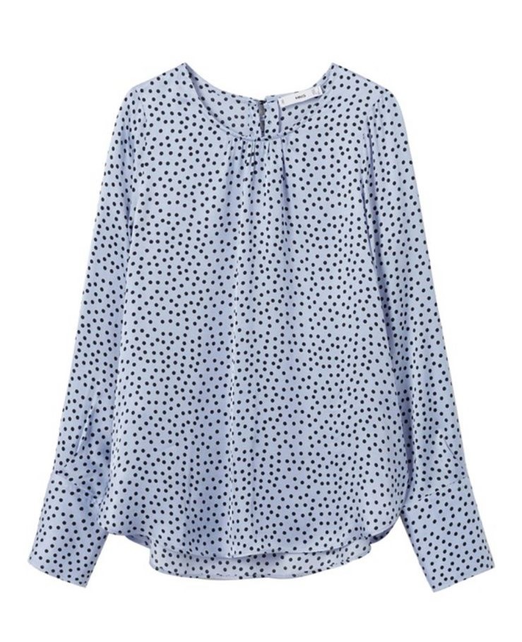 Blusa às bolinhas Azul - Mango