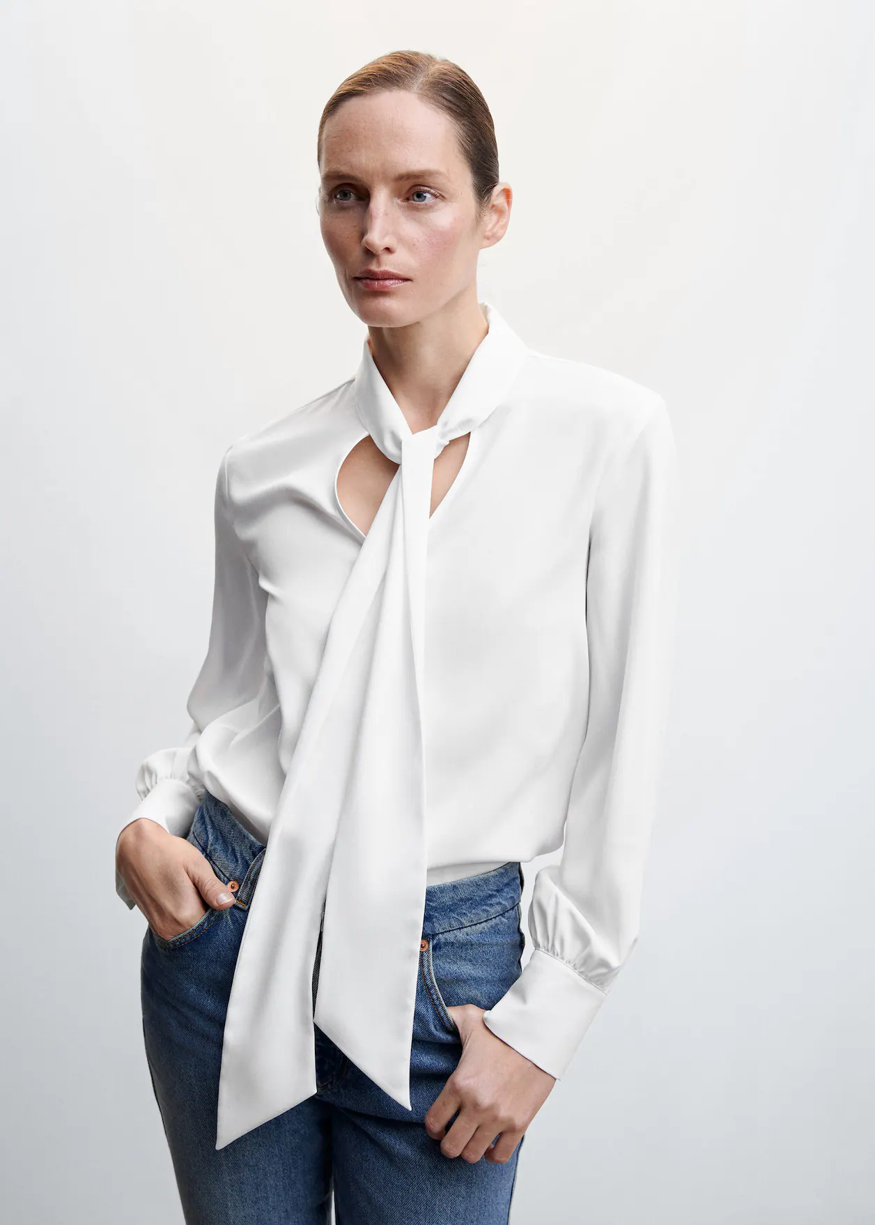 Camisa com laço M - Mango